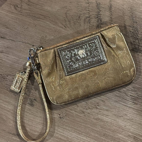 Coach Poppy Gold and Silver Wristlet Clutch - Picture 1 of 6